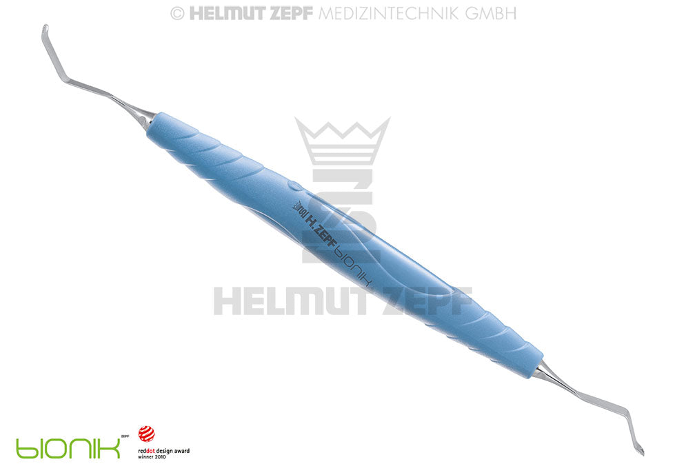 Periodontal Suturing Applicator Helmut Zepf No.24.548.02 serrated tips turquoise bIONIK handle