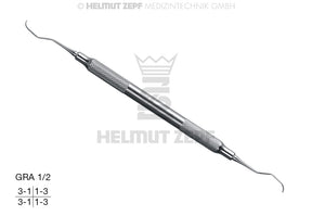 Gracey Curette GRA 1/2 for Front Teeth by Helmut Zepf - Hollow Stainless Steel Handle Periodontal Instrument