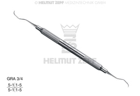 Gracey Curette GRA 3/4 for Front Teeth & Premolars, Hollow Stainless Steel Handle – Helmut Zepf 24.551.03