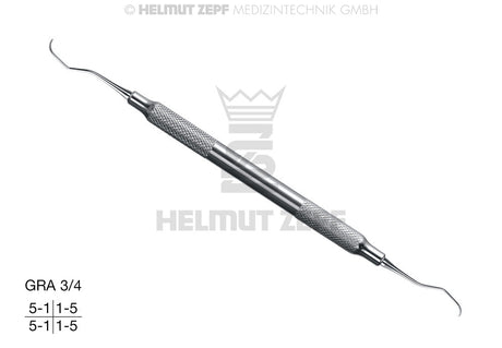 Gracey Curette GRA 3/4 for Front Teeth & Premolars, Hollow Stainless Steel Handle – Helmut Zepf 24.551.03