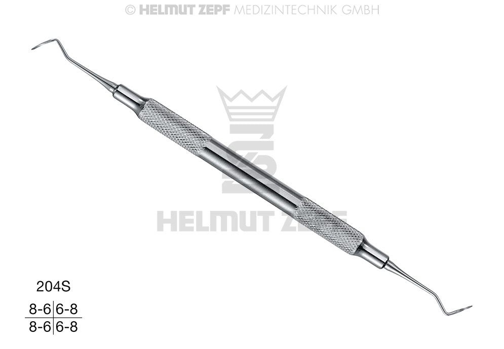 Posterior Sickle Scaler #204-S Narrow Model for Molar Plaque Removal - Helmut Zepf Stainless Steel Handle