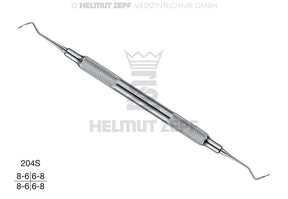 Posterior Sickle Scaler #204-S Narrow Model for Molar Plaque Removal - Helmut Zepf Stainless Steel Handle