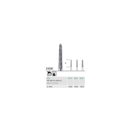 Busch 245K 016 FG FINISHING BUR CARBIDE - (Pack of 2) Bur Made in Germany