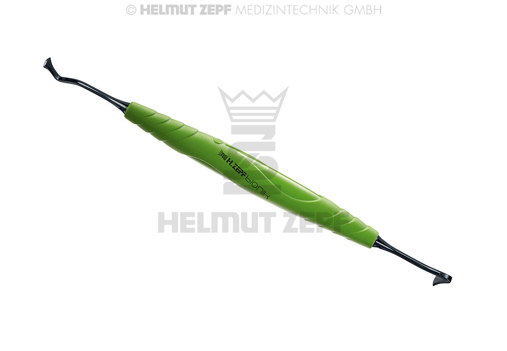 Dental Composite Instruments Attin Compo Knife #2 Yellow-Green bIONIK Handle ZEPF NANOPAL Coating Mesial Distal Surfaces Helmut Zepf