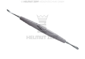 Curette raspatory endodontic instrument 3.4/4.6mm double-ended fine tips grey ZEPF-bIONIK handle Helmut Zepf No.24.725.58