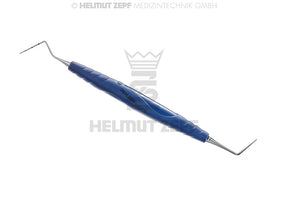 Helmut Zepf periodontic combination probe double-ended dental instrument with cobalt-blue bIONIK handle, PA CNC & #16 probes