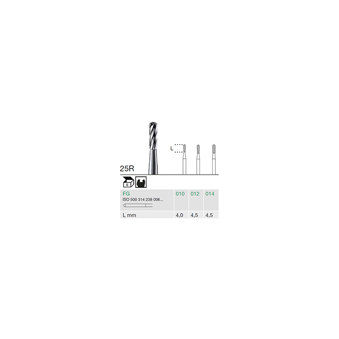 Busch 25R 014 FG INV CONE RD CARBIDE - (Pack of 6) Bur Made in Germany