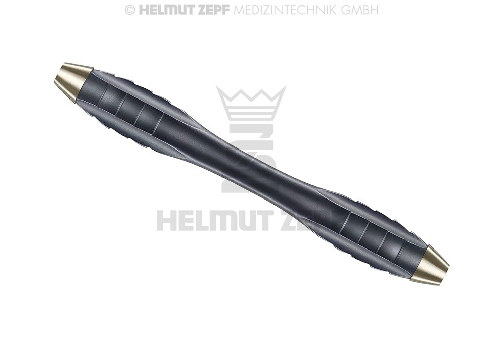 Helmut Zepf Z-Shape ergonomic dental curette handle nanopal coating, double-ended M4x0.5mm, champagne, 100mm convex scale design
