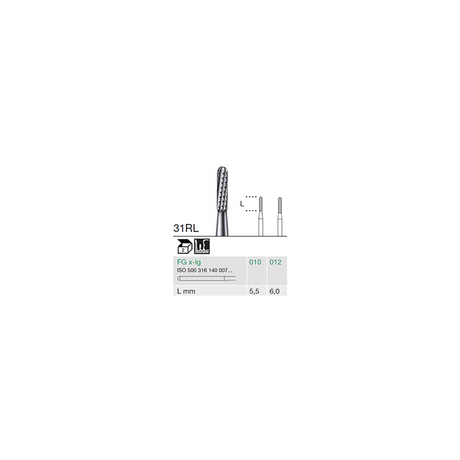 Busch 31RL 010 FGXL FISS CYL RD CC CAR - (Pack of 2) Bur Made in Germany