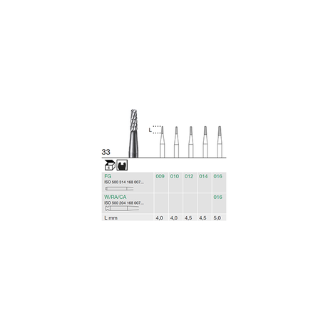 Busch 33 016 FG FISS CONE CC CARBIDE - (Pack of 6) Bur Made in Germany