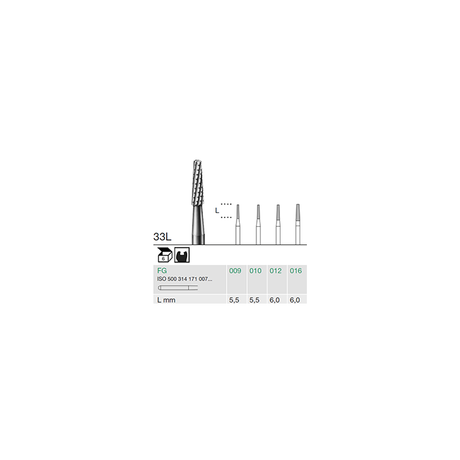 Busch 33L 016 FG FISS CONE LONG CC CARB - (Pack of 6) Bur Made in Germany