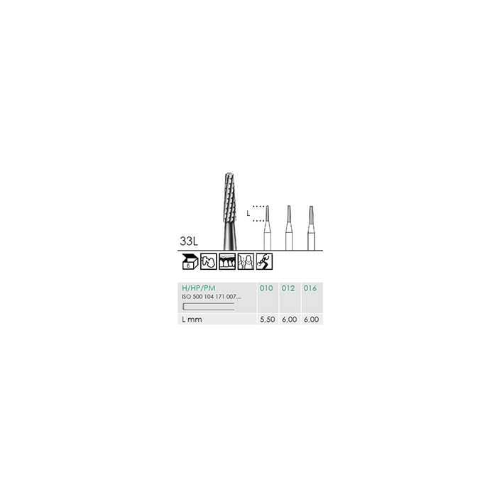 Busch 33L 010 HP FISS CONE LONG CC CARB - (Pack of 6) Bur Made in Germany