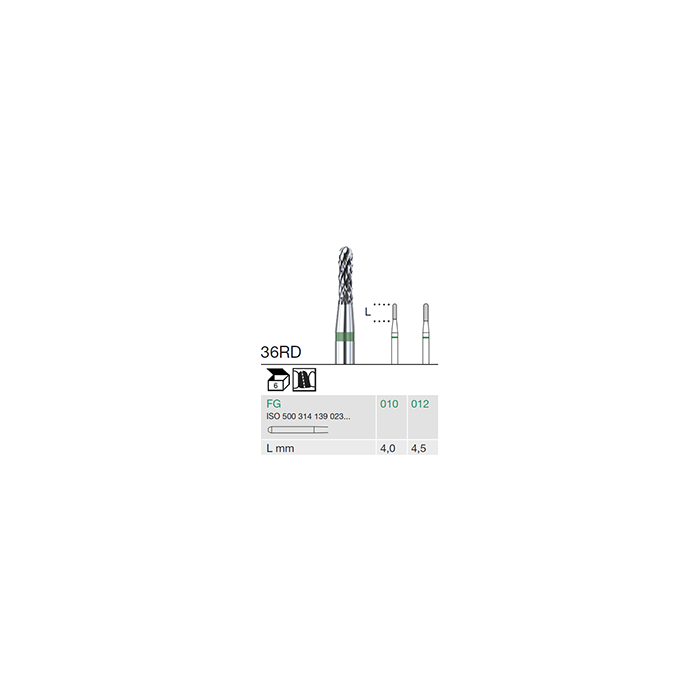 Busch 36RD 012 FG CROWN CUTTER CARBIDE - (Pack of 6) Bur Made in Germany