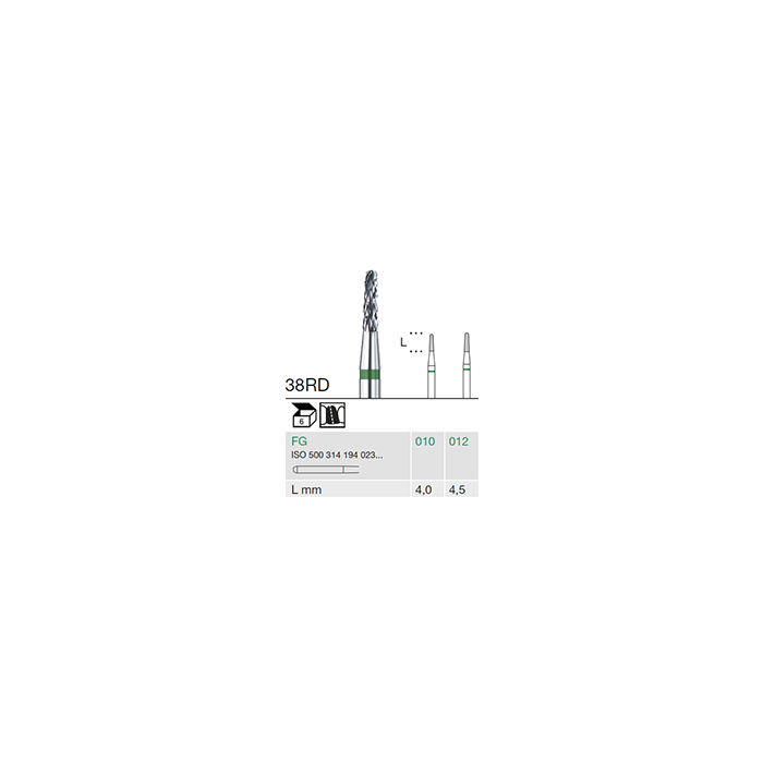 Busch 38RD 010 FG CROWN CUTTER CARBIDE - (Pack of 6) Bur Made in Germany
