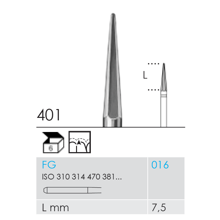 Busch ROTO-PRO Orthodontic Burs Mfg No 401 016 FG for adhesive residue removal after bracket treatment Pack of 6