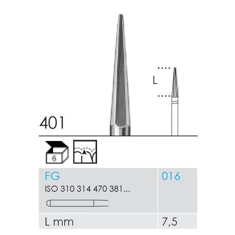 Busch ROTO-PRO Orthodontic Burs Mfg No 401 016 FG for adhesive residue removal after bracket treatment Pack of 6