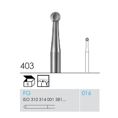 Busch ROTO-PRO Orthodontic Burs No. 403 016 for adhesive residue removal after bracket treatment, pack of 6