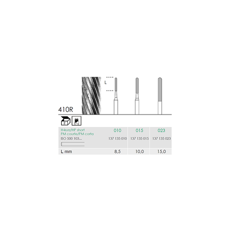 Busch 410R 015 HP-SH PARALLEL CUT RD CA - (Pack of 2) Bur Made in Germany