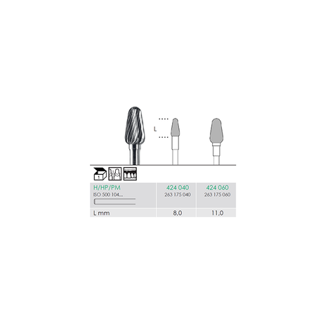 Busch 424 040 HP CUTTER BUD CARBIDE - (Pack of 1) Bur Made in Germany