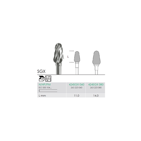 Busch 424SGX 060 HP VERY COARSE X-CUT C - (Pack of 1) Bur Made in Germany