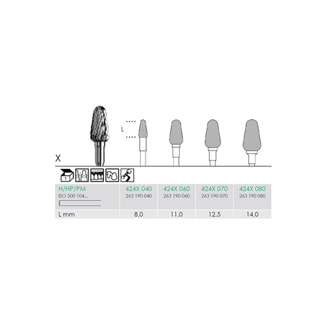 Busch 424X 080 HP CUTTER X-CUT CARBIDE - (Pack of 1) Bur Made in Germany