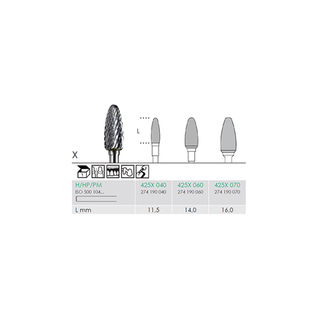 Busch 425X 070 HP CUTTER X-CUT CARBIDE - (Pack of 1) Bur Made in Germany