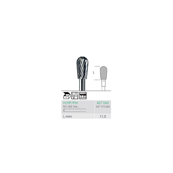 Busch 427 060 HP CUTTER PEAR CARBIDE - (Pack of 1) Bur Made in Germany
