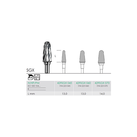 Busch 429SGX 060 HP VERY COARSE X-CUT C - (Pack of 1) Bur Made in Germany