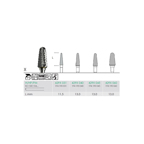 Busch 429X 040 HP CUTTER X-CUT CARBIDE - (Pack of 1) Bur Made in Germany