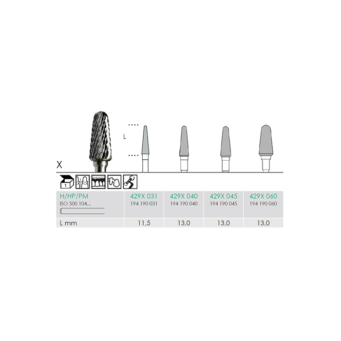 Busch 429X 060 HP CUTTER X-CUT CARBIDE - (Pack of 1) Bur Made in Germany