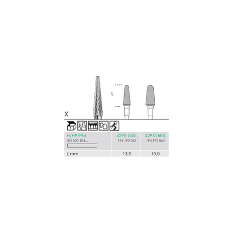 Busch 429X 060 L HP CUTTER X-CUT CARBID - (Pack of 1) Bur Made in Germany
