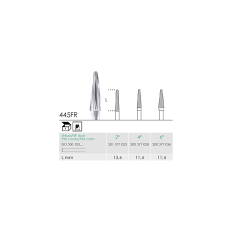 Busch 445FR 6GR HP-SH WAX CUTTER CON/R - (Pack of 1) Bur Made in Germany