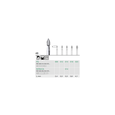 Busch 46 014 FG FIN BUD CARBIDE - (Pack of 2) Bur Made in Germany