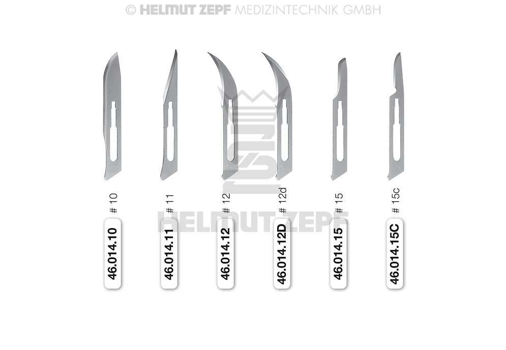 Dental Scalpel Blades #10 for Handle No.3, Sterile, 100 Pcs - Helmut Zepf 46.014.10