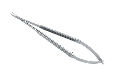 Castroviejo Scissors ZEPF-Line Micro-Serrated Sharp Curved 18cm surgical tissue micro spring scissors by Helmut Zepf