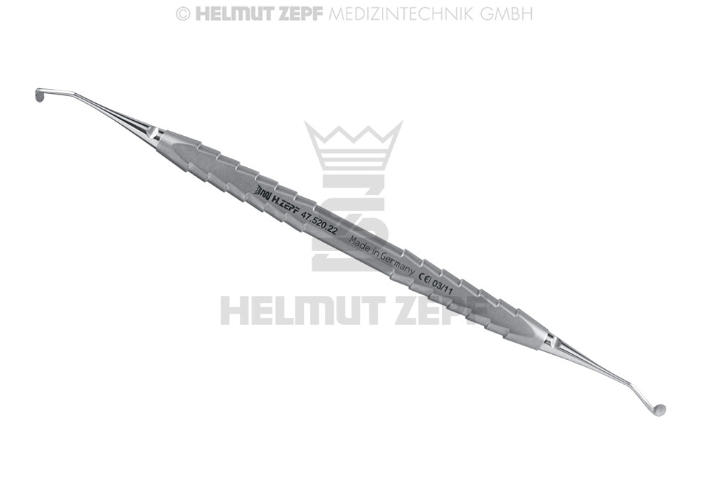 Helmut Zepf 47.520.22 bone ring knife adenoid curette 3 mm 30 degree angled double-ended
