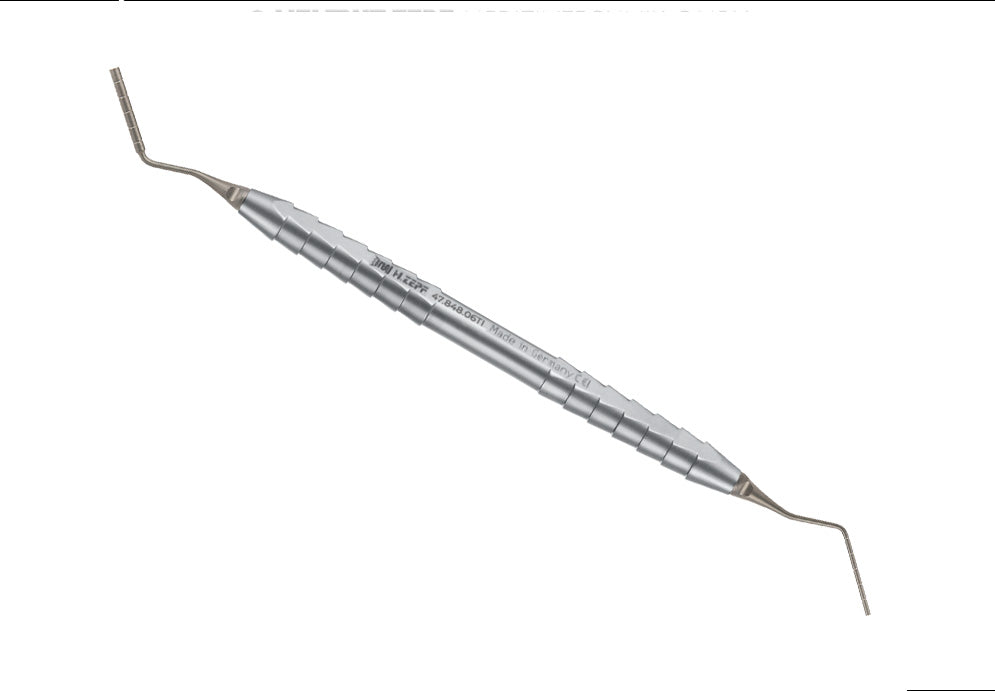 Combination Instrument Bone Filler/Condenser with Depth Measurement - Diameter 1.0 and 2.0 mm, Graduation 3/6/9/12/15 mm, Titanium M4 X 0.5 Inserts, Z-Line Handle | Helmut Zepf No. 47.848.06TI