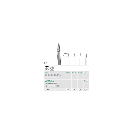 Busch 48 012 FG FIN FLAME CARBIDE - (Pack of 2) Bur Made in Germany