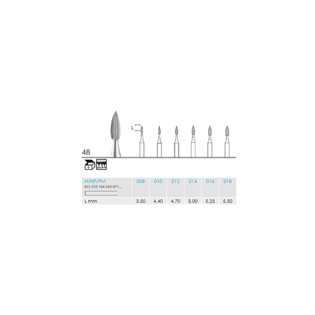 Busch 48 012 HP FIN FLAME STEEL - (Pack of 6) Bur Made in Germany