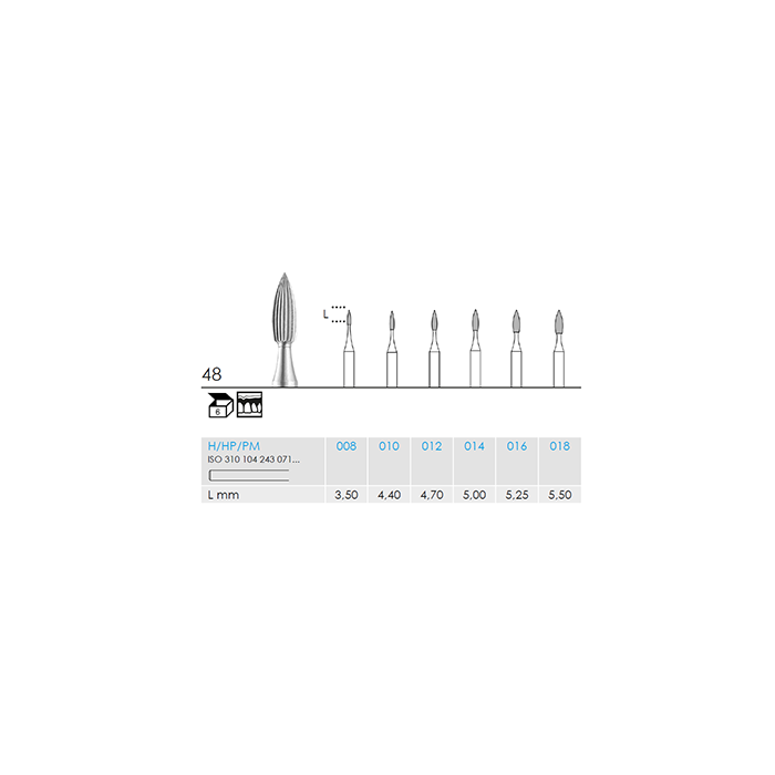 Busch 48 010 HP FIN FLAME STEEL - (Pack of 6) Bur Made in Germany