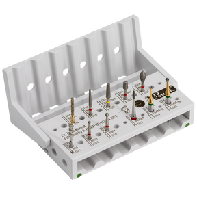 Dental Bur Finishing & Preparation Set by Dr. Bora Korkut | Busch Mfg. No. 5431 in Busch STERI-SAFE Wave bur block