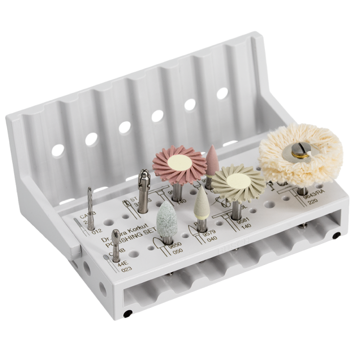 Dental Bur Polishing Set by Dr. Bora Korkut | Busch Mfg. No. 5432 in Busch STERI-SAFE Wave bur block