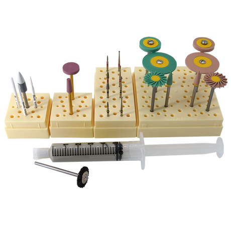 Busch Zirconia Workflow Set | Busch No. 5440 – 23-instrument kit with STERI-SAFE Wave bur blocks and polishing syringe
