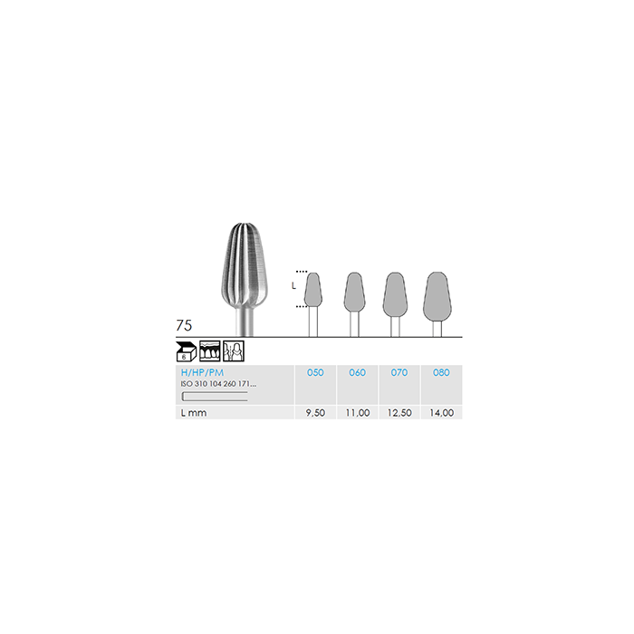 Busch 75 050 HP CUTTER BUD STEEL - (Pack of 6) Bur Made in Germany
