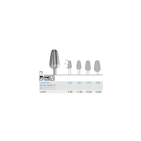Busch 75 080 HP CUTTER BUD STEEL - (Pack of 6) Bur Made in Germany