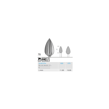 Busch 78 050 HP CUTTER FLAME STEEL - (Pack of 6) Bur Made in Germany