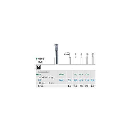 Busch 6806 012 FG DIAMOND COARSE - (Pack of 6) Bur Made in Germany