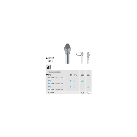 Busch 811 037 FG DIAMOND - (Pack of 6) Bur Made in Germany