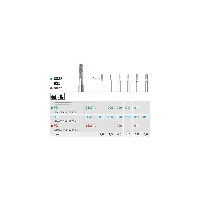Busch 835 009 FG DIAMOND - (Pack of 6) Bur Made in Germany