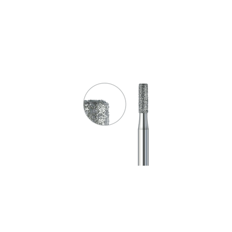 835KR 010 FG diamond cylinder dental bur medium grit for cavity and crown preparation, rounded edge, pack of 6